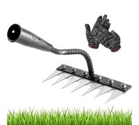 Iron Rake for Gardening and Weeding, Gardenia Iron Weeding Rake 2.0, 5/6/7/8 Teeth Multifunctional Heavy-Duty Carbon Steel Gardening Hand Weeder Tools for Lawn Care (7 Teeth)