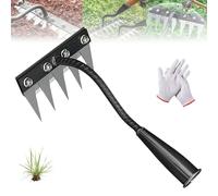 Iron Rake for Gardening And Weeding, Iron Rake 2.0 with Handle, Ironrake The Heavy-Duty Iron Weeding Rakes, 5/6/7/8 Teeth Multifunctional Heavy Duty Gardening Hand Weeder Tools (5Teeth)