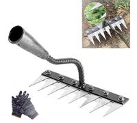 Iron Rake for Gardening and Weeding, Iron Weeding Rake 2.0, The Heavy Duty, Carbon Steel Garden, Gardening Hand Weeder Tools (8Teeth)