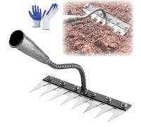 Iron Rake for Gardening and Weeding, The Heavy Duty Iron Weeding Rake, Multifunctional Gardening Hand Weeder Tools, Gardening and Backyard Lawn Loosening (8 Teeth)