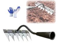 Iron Rake for Gardening and Weeding, The Heavy Duty Iron Weeding Rake, Multifunctional Gardening Hand Weeder Tools, Gardening and Backyard Lawn Loosening (6 Teeth)