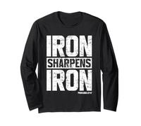 Iron Sharpens Iron Proverbs 27:17 Allenamento Religioso in Palestra Maglia a Manica