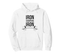 Iron Sharpens Iron Proverbs Weightlifting Faith Bibbia Verse Felpa con Cappuccio
