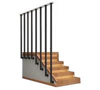 Iron Stair ils - Ringhiera di sicurezza in metallo nero a forma di L con barre di metallo per un supporto stabile, lunghezza 90 cm per una maggiore sicurezza