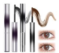 Iron Wand Mascara, 3D Curling Eyelash Iron Mascara, 2025 New Iron Wand Mascara, Smudge-Proof Long-Lasting Curling Iron Mascara, Waterproof Black Washable Metal Mascara (2 PCS Brown+Black)