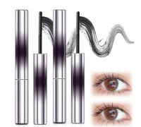 Iron Wand Mascara, 3D Curling Eyelash Iron Mascara, 2025 New Iron Wand Mascara, Smudge-Proof Long-Lasting Curling Iron Mascara, Waterproof Black Washable Metal Mascara (2 PCS Black)