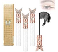Iron Wand Mascara,Thick 3D Curling Eyelash Iron Mascara,Long-lasting Waterproof Sweat-Proof Metal Wand Mascaras,Lengthening,Non-Smudged Non-Clumping Black Washable Eyelash Makeup (3Pcs)