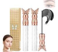 Iron Wand Mascara,Thick 3D Curling Eyelash Iron Mascara,Long-lasting Waterproof Sweat-Proof Metal Wand Mascaras,Lengthening,Non-Smudged Non-Clumping Black Washable Eyelash Makeup (2Pcs)
