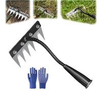 Iron Weeding Rake 2.0, Iron Rakefor Gardening and Weeding, the Heavy-Duty IronWeeding Rake, 5/6/7/8 Teeth Multifunctional Garden Weeder Tools for Lawn Loosening (6 Teeth)
