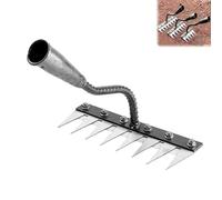 Iron Weeding Rake, 5/6/7/8 Teeth Carbon Steel Garden Weeding Rake, Gardening Hand Weeder Tools (7Teeth)