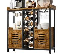 IRONCK Armadietto da bar per vino, armadietto per liquori con contenitore, piccolo armadietto da bar con supporto per bicchiere di vino, bar industriale per casa, cucina, sala da pranzo