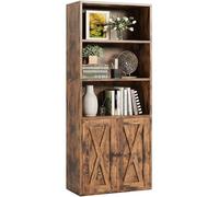 IRONCK Libreria a 5 Ripiani, Libreria Con 2 Ante, Scaffale In Stile Industriale, Libreria Verticale, Vetrina, Per Studio, Ufficio, Soggiorno, Camera Da Letto, Marrone Vintage