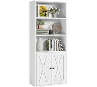 IRONCK Libreria a 5 Ripiani, Libreria Con 2 Ante, Scaffale In Stile Industriale, Libreria Verticale, Vetrina, Per Studio, Ufficio, Soggiorno, Camera Da Letto, Bianco