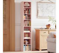 IRONCK Libreria alta stretta a 8 ripiani, compatta ad angolo, facile da abbinare per soggiorno, ufficio, studio, camera da letto