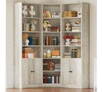 IRONCK Libreria angolare e libreria con 2 armadietti e 7 ripiani regolabili, altezza 180,3 cm, combinazione angolare in acero rustico