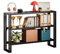 IRONCK Libreria industriale a 3 ripiani, in legno, con struttura in metallo, per soggiorno, colore: nero