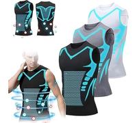 Ironfit 2025 - Camicia da uomo, senza maniche, modellante, a compressione, girocollo, con controllo della pancia, per modellare il tuo corpo, Mix 3 pezzi, XXL