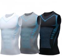Ironfit - Maglietta da uomo a compressione, snellente, per allenamento, modellante ionico, senza maniche, controllo della pancia, gilet modellante per palestra