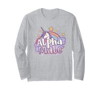 Ironic Alpha Male Tee: Real Men Rainbow Unicorn Sparkles Maglia a Manica