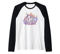 Ironic Alpha Male Tee: Real Men Rainbow Unicorn Sparkles Maglia con Maniche Raglan