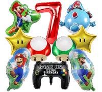 IRONIUM 10 Pezzi Palloncini Supe Mari 7 Anni Ragazzi, Set Compleanno Decorazioni, Palloncino Foil Decorativo per Festa di Compleanno (7)