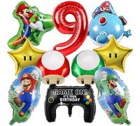 IRONIUM 10 Pezzi Palloncini Supe Mari 9 Anni Ragazzi, Set Compleanno Decorazioni, Palloncino Foil Decorativo per Festa di Compleanno (9)