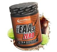 IronMaxx 100% Percento EAAs ZERO Aminoacidi in polvere- integratore a base degli 8 aminoacidi essenziali con alto contenuto di BCAA- vegano- senza zuccheri- gusto: cola- limetta - alta dose- 500g