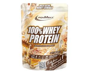 IronMaxx 100% Whey Protein Powder 500g - Honey Cereal Creamy Protein Shake with BCAAs & EAAs High Protein Low Carb & Low Sugar Ideal for Muscle Building, Diet & Fitness