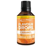 IronMaxx Flavour Drops - Caramel 50ml | Senza calorie e senza zucchero | Gocce aromatiche vegane per dolcificare alimenti | Pratico tappo contagocce