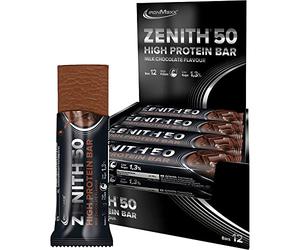 IronMaxx Zenith 50 High Protein Bar - Cioccolato al latte 12 x 100g | Barrette proteiche con 50% di proteine | Low carb, low sugar, con aminoacidi essenziali.