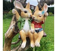 iRonrain Statue da giardino a forma di coniglio, per interni ed esterni, simpatica scultura da appendere per amanti dei coniglietti, decorazione artistica per recinzioni, sentieri, decorazioni per