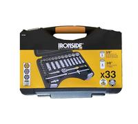 IRONSIDE 103798 Set di 33 Chiavi a bussola con Cricchetto 3/8" in cassetta di pl