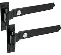 IRONTITE® Cerniere a manovella per cancelli in legno, resistenti, 300 mm, con gancio e fascia per cancelli in legno, cerniere a manovella con fissaggi inclusi, colore nero