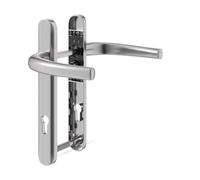 IRONWORX Enigma - Set di maniglie per porta in UPVC, 92 mm, con centro vite da 122 mm, cromato lucido, misura universale per porte in uPVC, composito e legno, ricambio maniglia esterna per porta