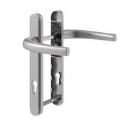 IRONWORX Enigma - Set di maniglie per porta in UPVC, 92 mm, con centro vite da 122 mm, cromato satinato, universale, per porte in uPVC, composito e legno, ricambio per maniglia esterna per porta
