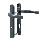 IRONWORX Enigma - Set di maniglie per porta in UPVC, 92 mm PZ, 122 mm, centro a vite, colore grigio antracite, misura universale per porte in uPVC, composito e legno, ricambio maniglia esterna |