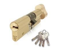 IRONWORX® Spectre Brass - Serratura a cilindro europeo TS007 BSI a 3 stelle, 35 mm (chiave) (70 mm), approvata dalla polizia, con 5 chiavi incluse