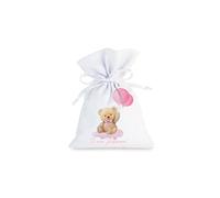 irpot 30 Sacchetti Portaconfetti Personalizzabili con Stampa Decorativa a Scelta Vari Eventi Matrimonio promessa Comunione Compleanno (Battesimo Teddy Rosa)