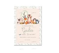 irpot Inviti Personalizzabili 20 pz per festa a tema grafica a scelta Cartoncini compleanno battesimo comunione invito personalizzazione (Animaletti del bosco)