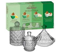 irpot Kit Confettata Fai da te con contenitori in Vetro e 3kg di confetti a scelta set per allestimento buffet festa a tema nascita battesimo promessa comunione matrimonio (Maxtris Sfumato Verde)