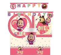 IRPot - KIT N 17 COORDINATO COMPLEANNO MASHA E L'ORSO ACCESSORI ADDOBBI FESTA