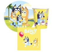irpot kit n.2 per 16 persone Bluey cagnolina cane Australian Cattle Dog set per feste compleanno ideali per bambini cartone animato piatti bicchieri