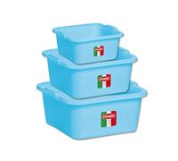 IRPot- SET 3 PZ BACINELLA QUADRATA STEFANPLAST AZZURRA 7 LT + 11 LT + 16 LT