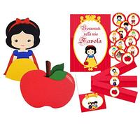 irpot Set Addobbi Adesivi Festa in Carta + Soggetti Polistirolo Battesimo Compleanno (Biancaneve)