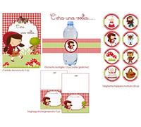irpot Set Addobbi Adesivi Party a Tema Decorazioni Compleanno Comunione (Cappuccetto Rosso)
