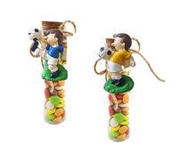 irpot Set bomboniere 12 Porta Confetti in Varie tipologie (Sacchetti, provette, barattolini) + 12 magneti Calciatore + Juta + bigliettini a Scelta (provetta Vetro)