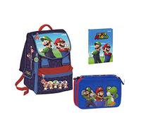 Irpot Set Scuola N 1 Super Mario Bros Zaino Scuola + Astuccio 3 Zip + Diario 12 Mesi