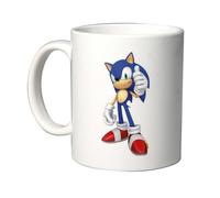 irpot Tazza colazione bianca in ceramica con stampa personaggio a scelta possibilità di personalizzazione Idea regalo festa a tema compleanno battesimo natale bomboniera (Sonic)