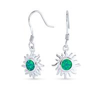Irradiance Verde Creato Opale Estate Divertimento Sunburst Orecchini Pendenti Per Le Donne Adolescenti .925 Sterling Silver Fish Wire
