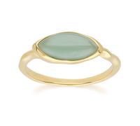 Irregolare Marquise Colorato Giada Verde Anello IN 18ct Placcato Oro Argento